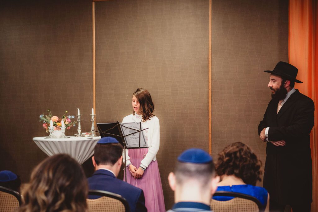 Bat mitzvah ceremony and shabbat dinner