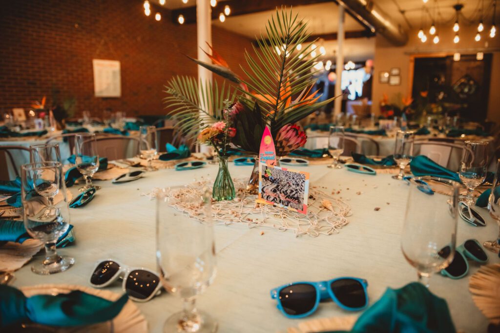 custom surfer themed party designed by event planner for bat mitzvah