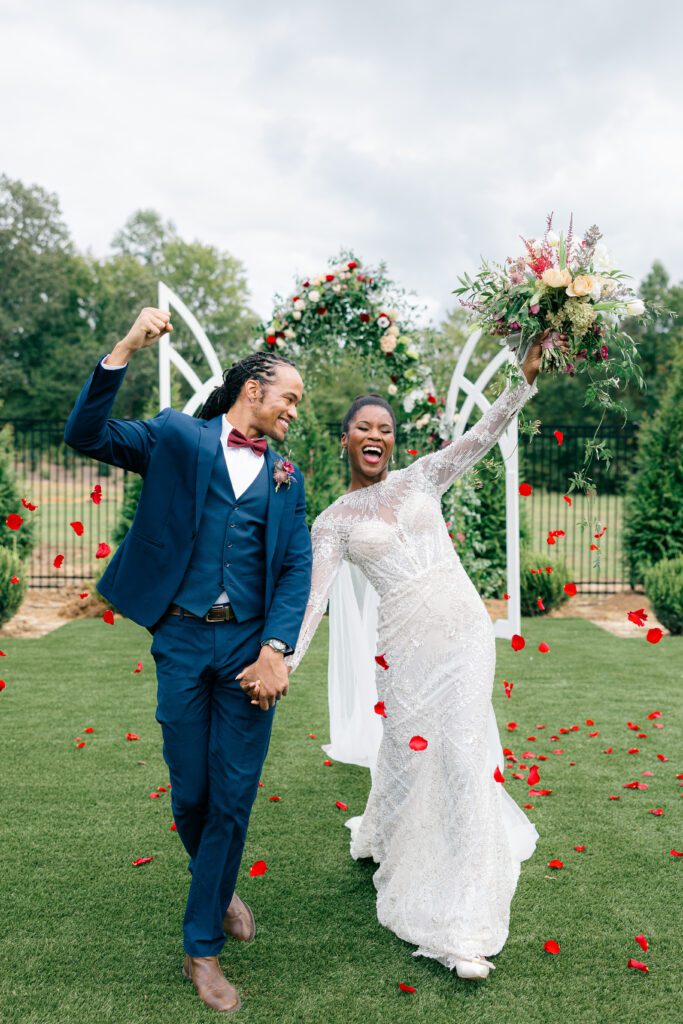 couple celebrating their Raleigh Wedding